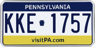 PA license plate KKE1757
