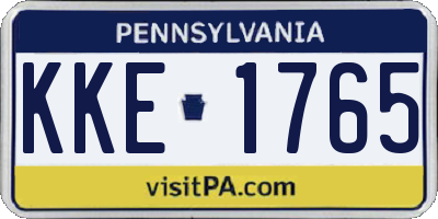 PA license plate KKE1765