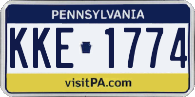 PA license plate KKE1774