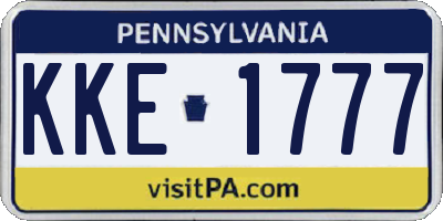 PA license plate KKE1777