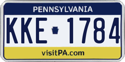 PA license plate KKE1784