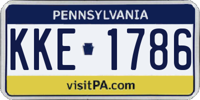PA license plate KKE1786
