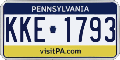 PA license plate KKE1793