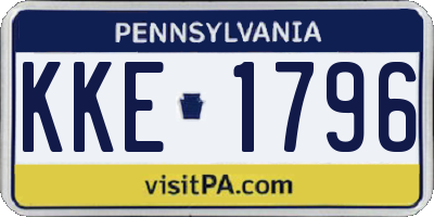 PA license plate KKE1796