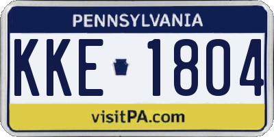 PA license plate KKE1804