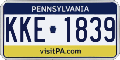 PA license plate KKE1839