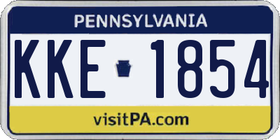 PA license plate KKE1854