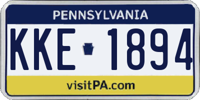 PA license plate KKE1894