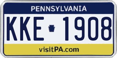 PA license plate KKE1908