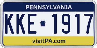 PA license plate KKE1917
