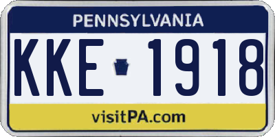 PA license plate KKE1918