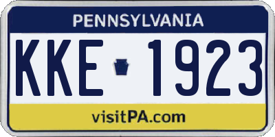 PA license plate KKE1923