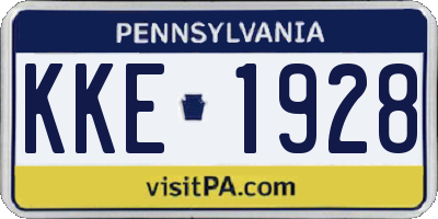 PA license plate KKE1928