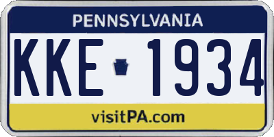 PA license plate KKE1934