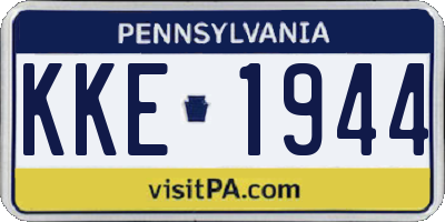 PA license plate KKE1944