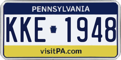 PA license plate KKE1948