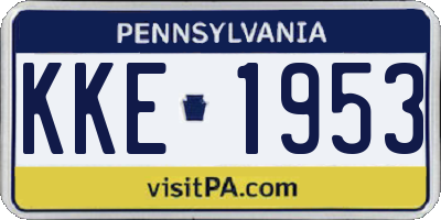 PA license plate KKE1953