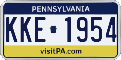 PA license plate KKE1954