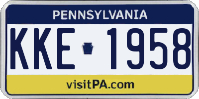 PA license plate KKE1958