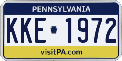 PA license plate KKE1972