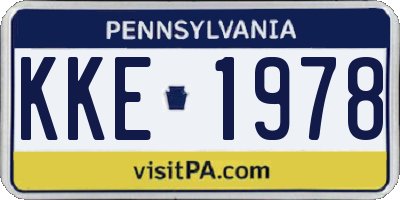 PA license plate KKE1978