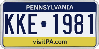 PA license plate KKE1981