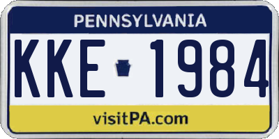 PA license plate KKE1984