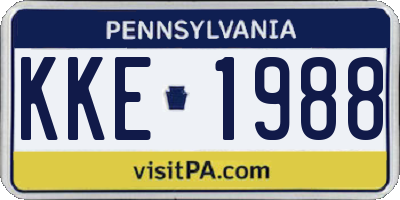 PA license plate KKE1988