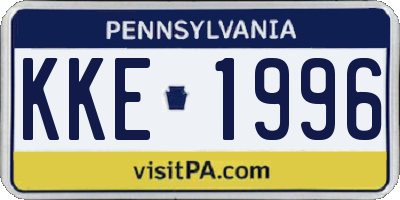 PA license plate KKE1996