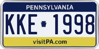 PA license plate KKE1998