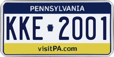 PA license plate KKE2001