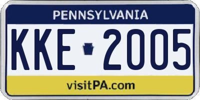 PA license plate KKE2005
