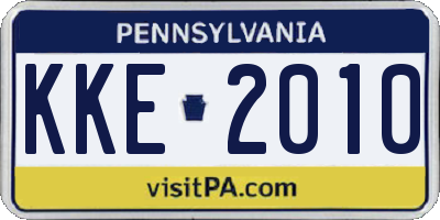 PA license plate KKE2010