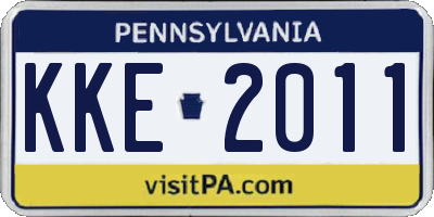 PA license plate KKE2011