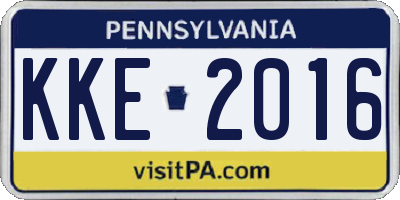 PA license plate KKE2016