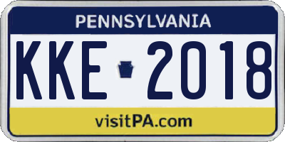 PA license plate KKE2018