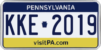 PA license plate KKE2019