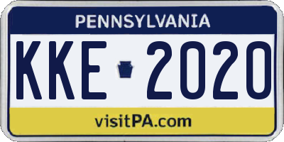 PA license plate KKE2020