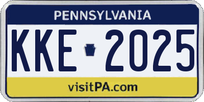PA license plate KKE2025