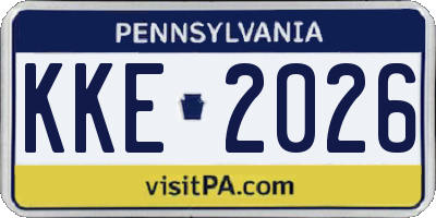 PA license plate KKE2026