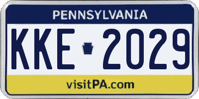 PA license plate KKE2029