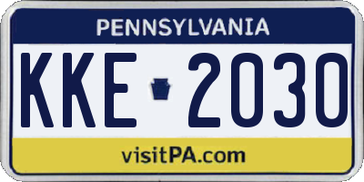 PA license plate KKE2030