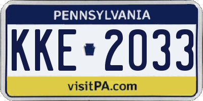 PA license plate KKE2033