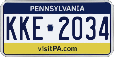 PA license plate KKE2034