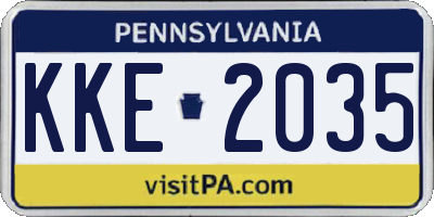 PA license plate KKE2035