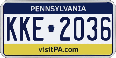 PA license plate KKE2036