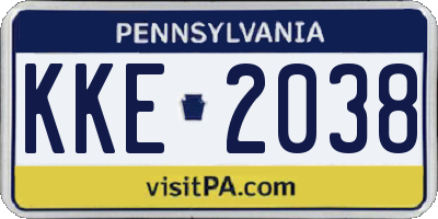PA license plate KKE2038