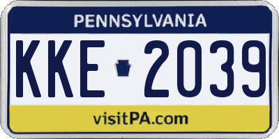 PA license plate KKE2039