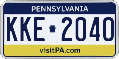 PA license plate KKE2040