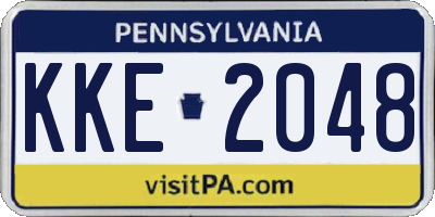 PA license plate KKE2048